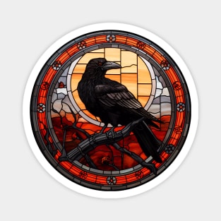 Stained Glass Style Spooky Raven III Magnet